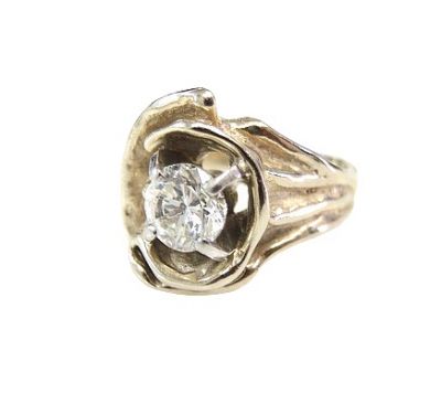 Mid-Century Diamond Floral Solitaire Ring