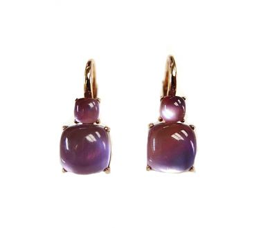 Modern Amethyst Sugarloaf Doublet Drop Earrings
