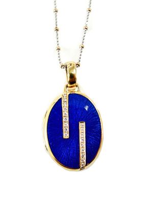 Victor Mayer Modern Diamond Locket Guilloche Enamel Pendant