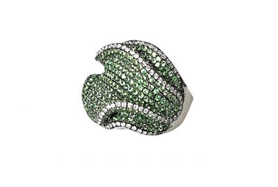 Modern Garnet and Diamond Cluster Ring