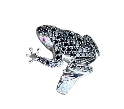 Modern Ruby and Black Diamond Frog Ring