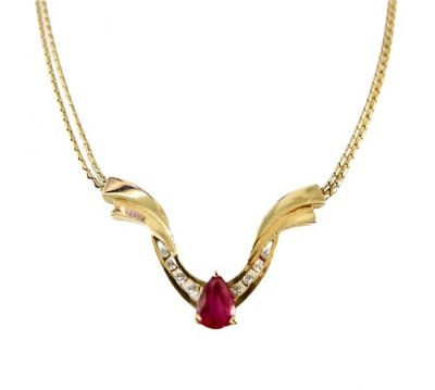 Modern Ruby and Diamond Necklace