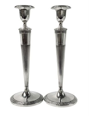 Neoclassical Inspired Art Deco Sterling Silver Candlesticks