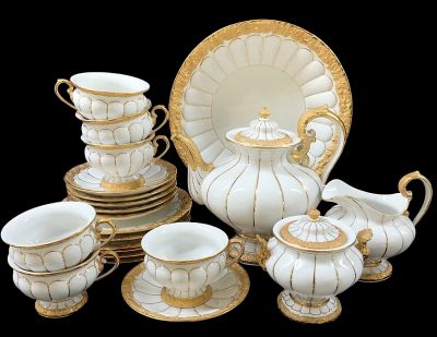 Opulent Meissen “Gold Leaf/Golden Baroque” Tea Set, Germany, 20th Century