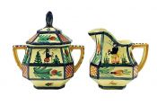 Quimper Faience Creamer And Covered Sugar, circa 1930-40