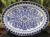Renaissance Inspired Blue And White Oval Platter