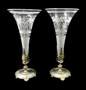 Renaissance Revival Victorian Era Glass And Metal Vases, circa 1870-80