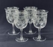 Set Of 13 Etched Crystal Glasses
