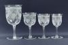 Set Of 13 Etched Crystal Glasses