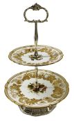 Spode “Golden Valley Orchard Fruit” Bone China Two Tiered Cake Stand