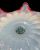 Vintage Murano Opalescent Glass Bowl With A Contoured Coral Red Trim