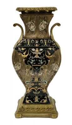 Decorative Earthenware Vase With Bronze Mounts, 20th Century