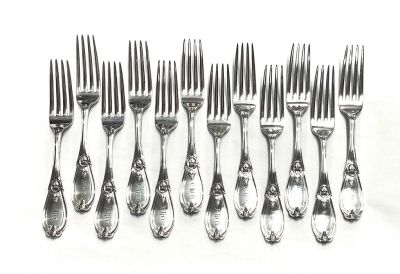Tiffany & Co. Antique Sterling Silver Forks, “Grecian” Pattern, Registered 1880