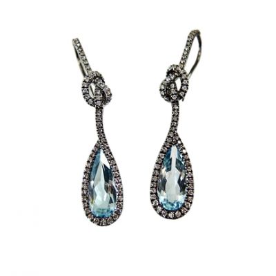 Topaz and Diamond Drop Earrings