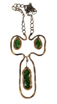 Rafael Brass and Glass Medallion Pendant and Necklace