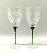 Tulip Shaped Wheel Cut Crystal Wine Glasses