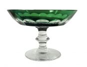 Val St. Lambert Green Cut To Clear Crystal Pedestal Comport, circa 1970