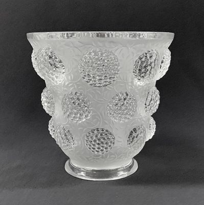 Verlys Frosted And Clear Art Glass Vase, “Les Cabochons”