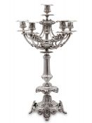 Victorian 750 Fine Silver Six Light Candelabra