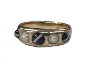 Victorian Banded Agate and Split Pearl Ring