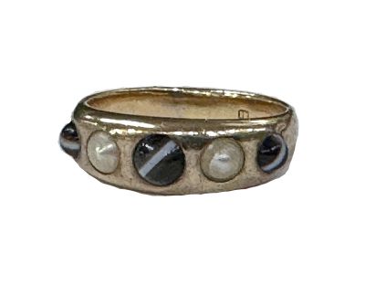 Victorian Banded Agate and Split Pearl Ring