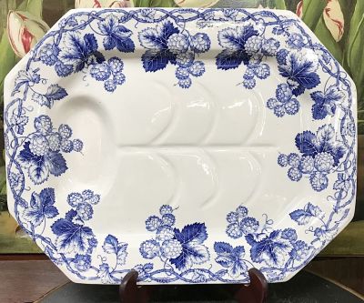 Victorian Blue And White Transfer Ware Ironstone Well And Tree Platter