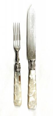 Victorian Cake Serving Fork And Knife, English, circa 1890
