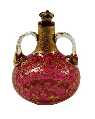 Victorian Cranberry Glass Scent Bottle, Austria, circa 1880-1900