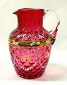 Victorian Cranberry Milk Jug With Applied Clear Glass Handle