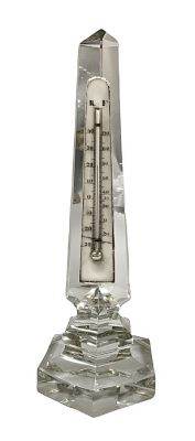 Victorian Crystal Obelisk Form Table Thermometer