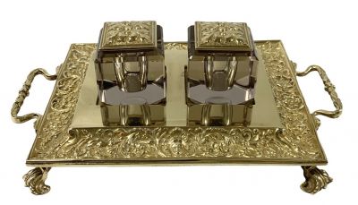 Victorian Partners Double Inkwell And Stand, circa 1890-1900