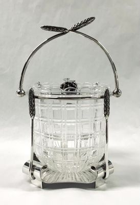 Victorian Silver Plate And Cut Glass Figural Biscuit Barrel, circa 1880