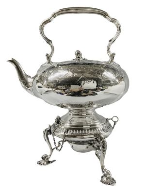 Victorian Silver Plate Tip Kettle, circa 1870-1900