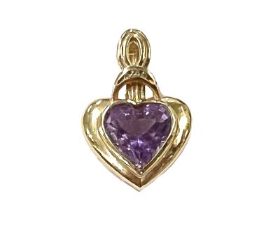 Vintage Amethyst and Diamond Heart Pendant and Enhancer