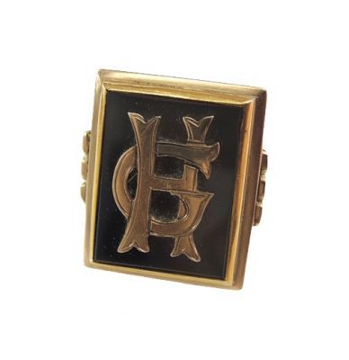 Vintage Agate Initial 'HG' Ring