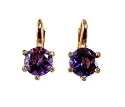 Modern Amethyst and Diamond Earrings