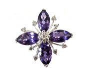 Vintage Amethyst and Diamond Floral Pendant/Brooch