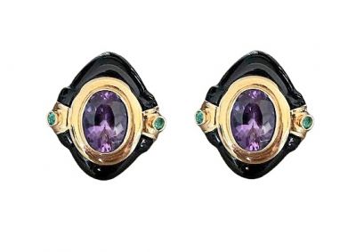 Vintage Amethyst and Emerald Earrings