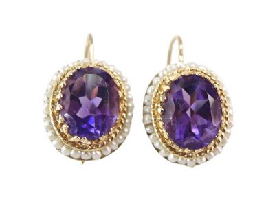 Vintage Amethyst and Freshwater Pearl Earrings