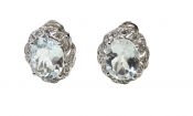 Vintage Aquamarine and Diamond Earrings