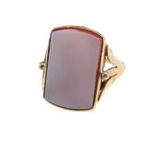 Vintage Banded Agate Solitaire Ring