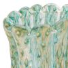 Vintage Barovier Murano Glass Vase, In Aqua/Teal Blue With Gold Flecks