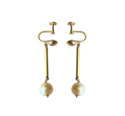 Vintage Cultured Pearl Drop Earrings