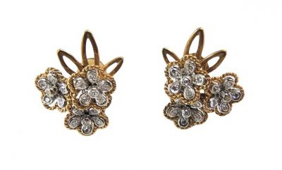 Vintage Diamond Floral Earrings