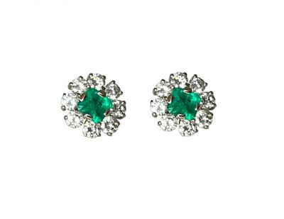 Vintage Emerald and Diamond Earrings