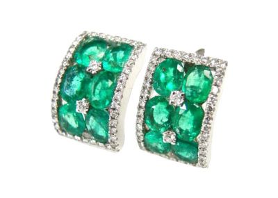 Modern Emerald and Diamond Earrings