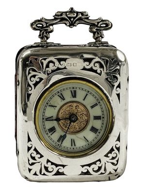 Vintage English Silver and Leather Cased Carriage Clock