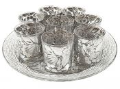Vintage Georges Briard Silver Overlay Old Fashioned Glasses And Matching Tray