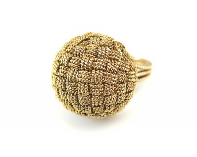 Vintage Gold Basket Weave Domed Ring