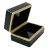 Vintage Murano Black Opaline Glass Box With Gilded Floral Top